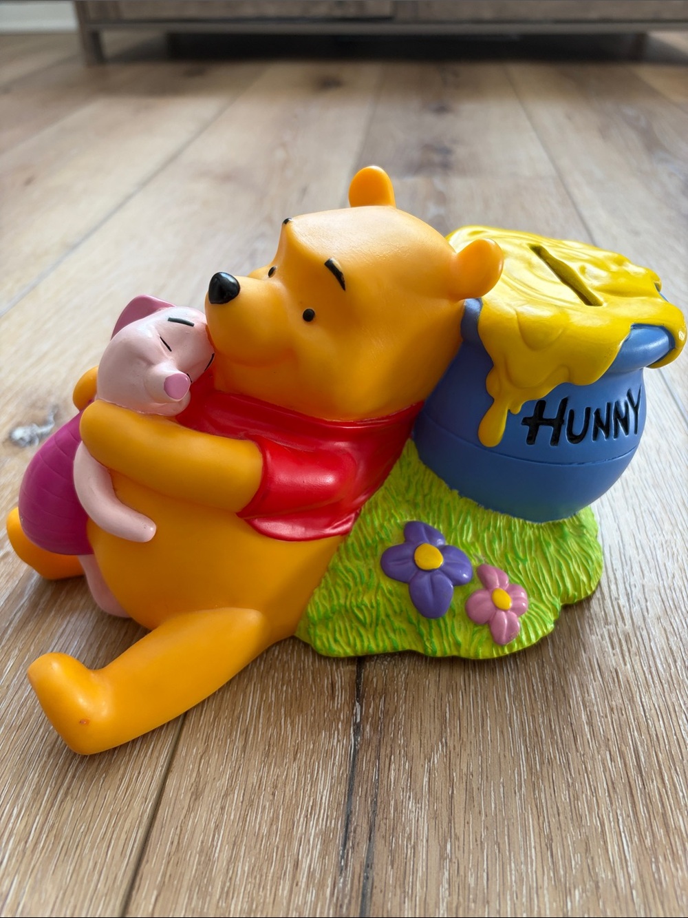 Disney Winnie The Pooh Bear Piglet w/Honey Pot Coin Piggy Bank 5”x7” Plastic